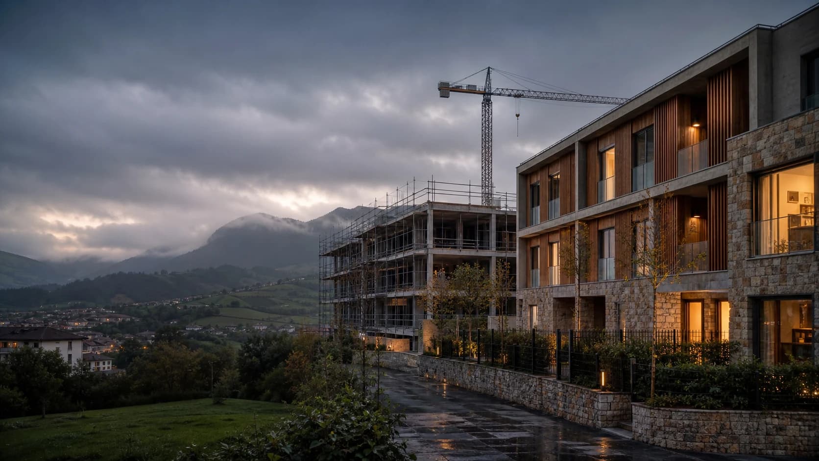Promoción residencial contemporánea integrada en el paisaje asturiano